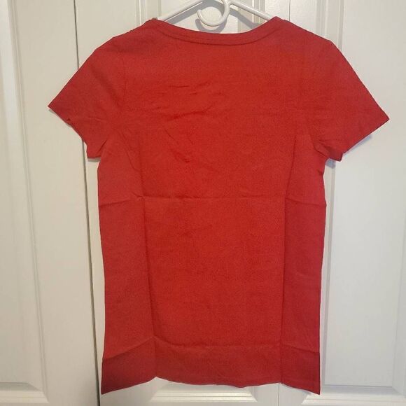 NWT A New Day Red Vneck Cotton Tee Medium - Picture 4 of 6